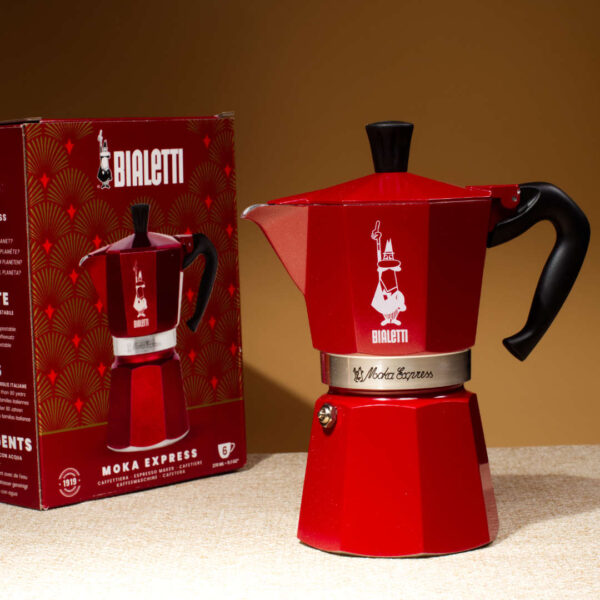 Гейзерна кавоварка Bialetti Moka Express 6 cup Червона Деко (270 мл.)