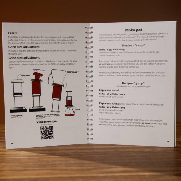 Notebook with coffee recipes