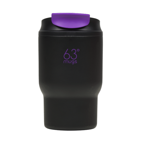Термочашка 360 мл Чорна з фіолетовим 63mugs