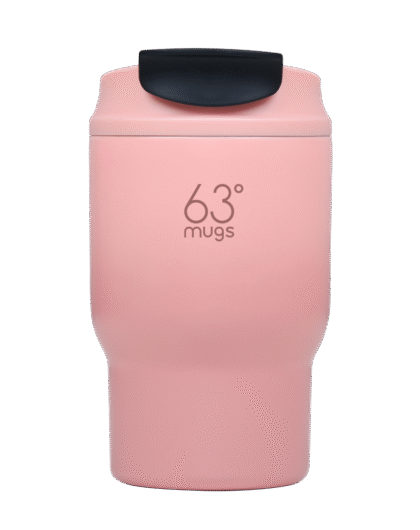 Термочашка 360 мл Рожева з чорним 63mugs