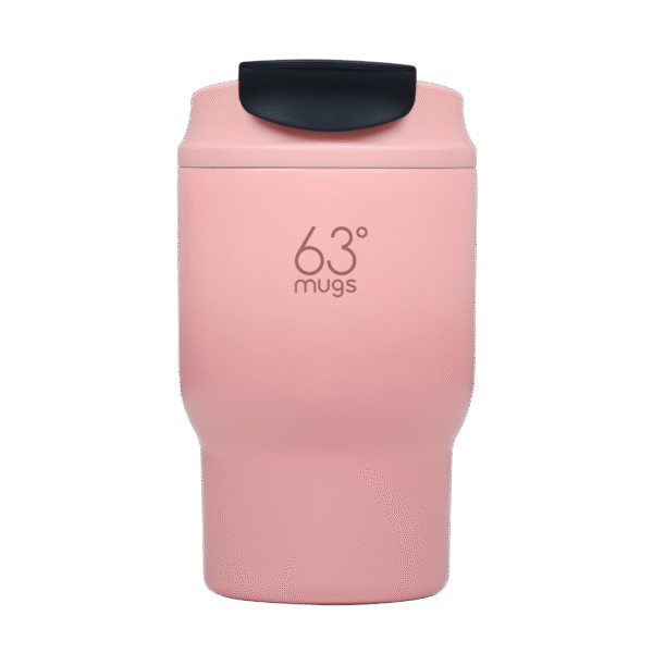 Термочашка 360 мл Рожева з чорним 63mugs
